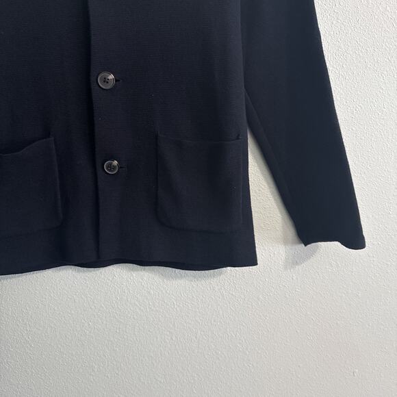 ZARA heavy Chunky Cardigan Sweater Academia Boxy Preppy Navy Christmas Boys 8-9 - Picture 3 of 4